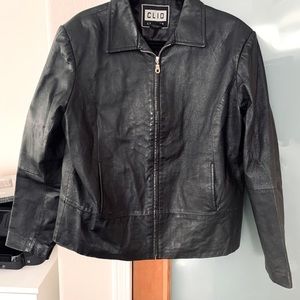 Black leather jacket, size large